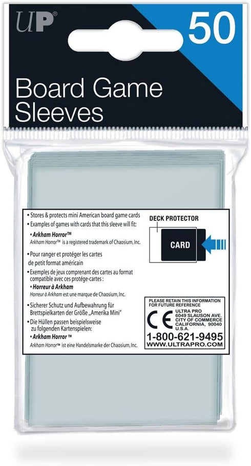 (50ct) 41mm 63mm Ultra PRO - Mini American Board Game Sleeves for x Cards - Card Sleeves for Board Games and Trading