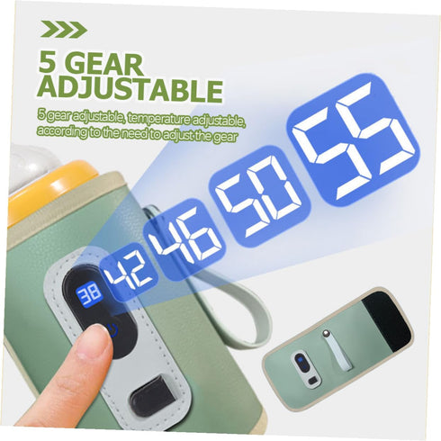 Digital Bottle Warmer with Adjustable Temperature Heating for Outdoor Travel Portable Insulated Feeding Bottle Warmer