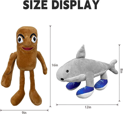 RHMKTC 2Pcs 14 Inches Ideas(2Pcs) Italian Brainrot Plush Toy Tung Tung Tung Sahur and Tralalero Tralala Plush Soft
