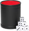 PU Leather Dice Cup Set with Felt Lining, 16mm Dot Dices for Yahtzee/Farkle/Bar Party Dice Games