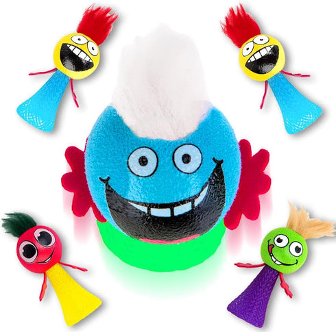 PROLOSO 40 Pcs Jumping Toys, Popper Spring Launchers, Bouncy Ball Hair Man