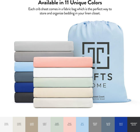 Tafts Crib Sheets, 100% Viscose Bamboo Fitted, 8 Inch Deep Pocket, Standard Crib & Toddler Mattress, Cooling, Soft, 360