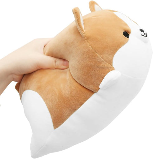 Levenkeness 11.8 Corgi Dog Plush Pillow, Soft Cute Shiba Inu Akita Stuffed Animals Toy Gifts (Brown, in)