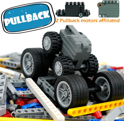 544PCS Engine Pullback Motor Kit, Technical Parts Set, Extra Replacement Beams, Car Tire Wheel Axles, Bulk