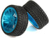 Mxfans 4Pcs Plastic Tires & Blue 10-Spokes Aluminum Wheel Rims for RC 1:10 On-Road Car