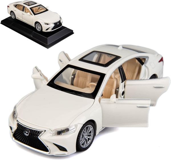 BDTCTK 1/32 Model Car Compatible for Lexus Ls500h, Zinc Alloy Pull Back Toy with Sound and Light, White Gift for Kids