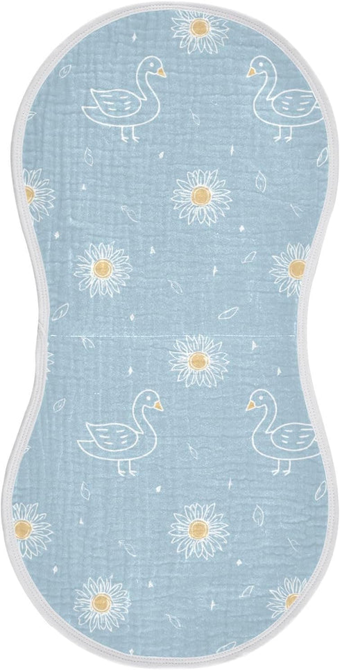 decor gift Cotton Muslin Baby Burp Cloths Breathable Cartoon Swan Sunflower Pastel Blue washcloth