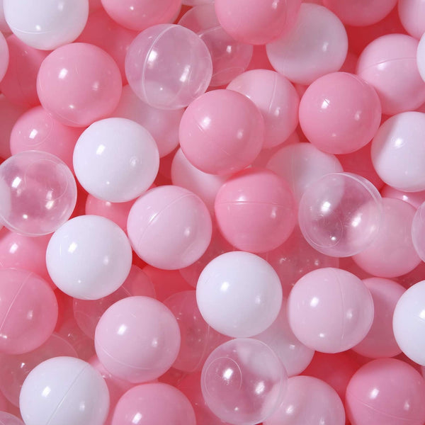 GOGOSO Ball Pit Balls for Toddler, Non-Toxic BPA-Free Plastic Playballs, 100 Balls in Pink, White, Clear