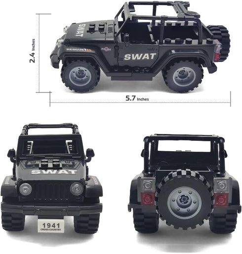 Toysvill SWAT Military Police Building Block Set for Kids | SUV + Soldiers Minifigures (22 PCS)