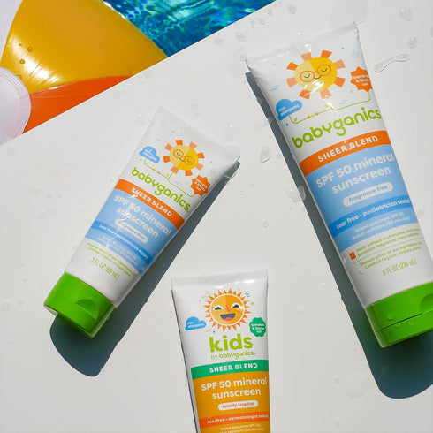 Babyganics SPF 50 Mineral Sunscreen Lotion, 8 oz - Sheer Blend, UVA UVB Protection, Water Resistant, Fragrance Free