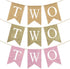 NISEVAN 2nd Pre-Strung Two Banner Gold Glitter High Chair Banner for Kids Birthday Decorations Two Years Old Baby Boy