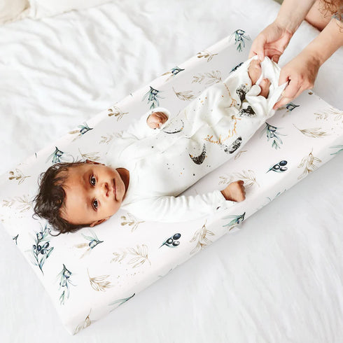 GRSSDER Stretch Ultra Soft Jersey Knit Changing Pad Cover Set, 2 Pack, Fit 32"/34" x 16" Pads, Stylish Watercolor Flora