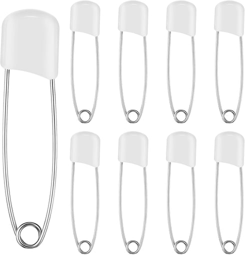 WILLBOND 8 Pcs Diaper Pins Safety 2.2 Inch Plastic Head Cloth Diaper