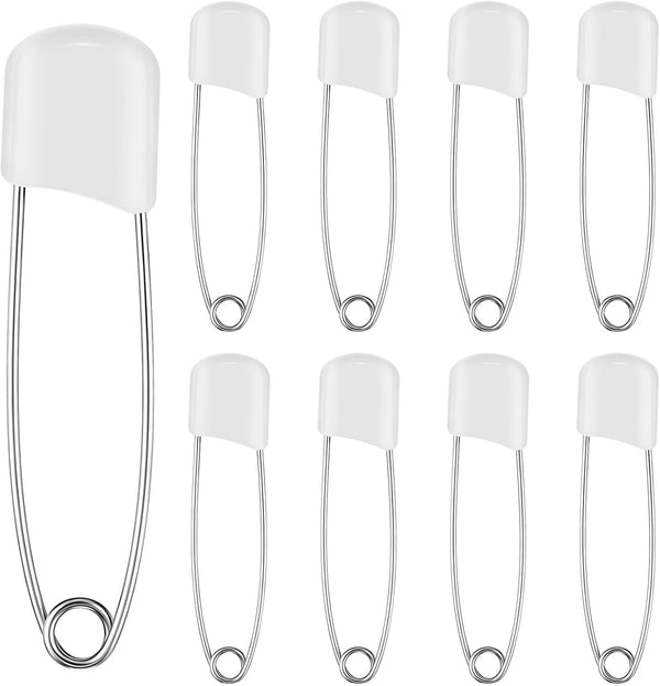 WILLBOND 8 Pcs Diaper Pins Safety 2.2 Inch Plastic Head Cloth Diaper