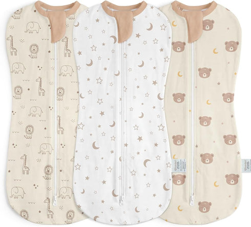 Baby Swaddle 0-2 Months, Cotton Arm-In Zipper Sleep Sack, Wearable Blankets Wrap