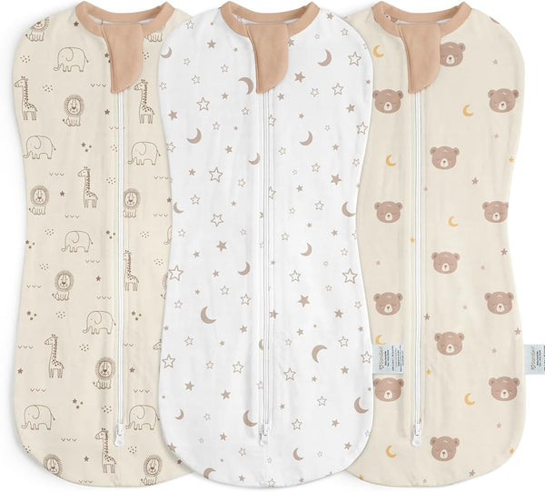 Baby Swaddle 0-2 Months, Cotton Arm-In Zipper Sleep Sack, Wearable Blankets Wrap