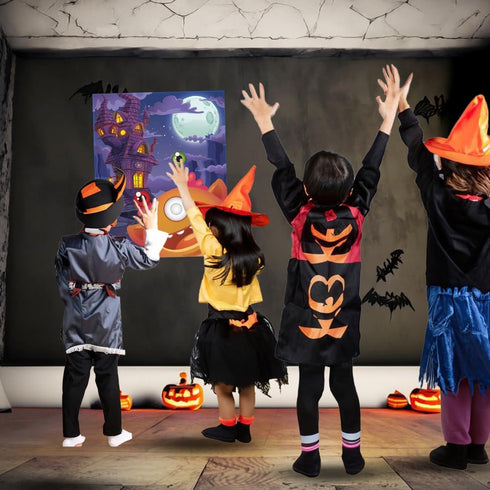 Pin The Eye on The Monster Party Game - Halloween Activity with 1 Sign, 24 Eye Stickers, and 1 Eye Mask