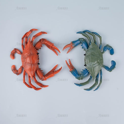 AUEAR, 2 Pack Fake Animal Sea Life - Blue Red Crabs Action Figures Ocean Model Ornament for Swim Bath