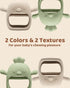 2 Packs Baby Teething Toy: Food Grade Silicone Teething Mitten for 0-6 & 6-12 Months, BPA Free (Green & Caramel)