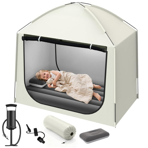 Inflatable Toddler Travel Bed with Tent Portable Toddler Bed with Hand Pump-Toddler