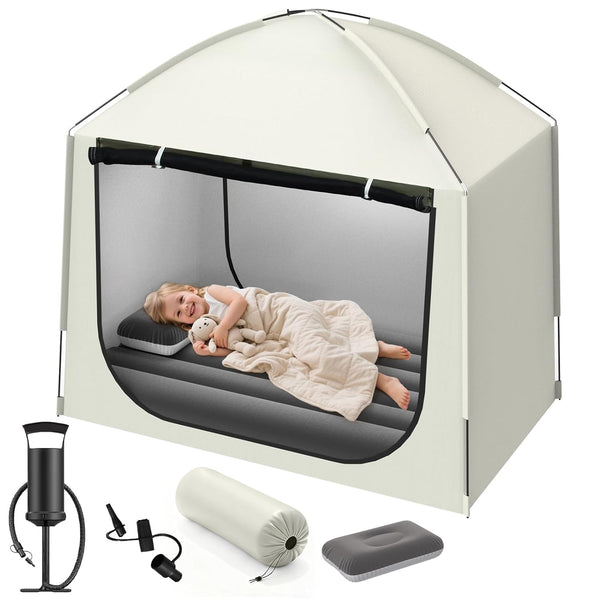 Inflatable Toddler Travel Bed with Tent Portable Toddler Bed with Hand Pump-Toddler