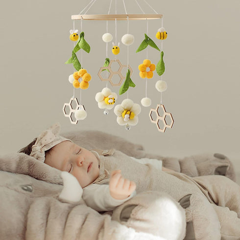 Adorable Bee-Themed Crib Mobile - Soft Nursery Decor for Infants