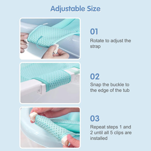 Colorlife Baby Bath Seat Support Net, Adjustable Non-Slip Five-Pointed Shower Mesh for Newborn 0-6 Months