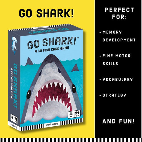 Mudpuppy Go Shark! – Ferocious Kids Go Fish Card Game with Colorful Shark Illustrations, Ages 4+, 2-4 Players