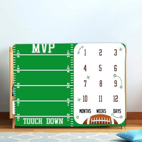 Baby Monthly Milestone Blanket, Football Sports Months Blanket for Toddler Photography Background Prop 60"x40"