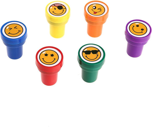 Plastic Stamps for Kids, LUCKYBIRD Self Inking Goofy Smile Silly Face Stamps Set, 6 Count