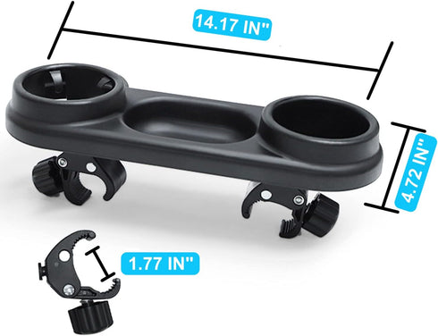 3-in-1 Universal Stroller Snack Tray with Dual Cup Holders, Sturdy Bar Attachment, Stroller Snack Tray Compatible with Uppababy, Nuna, Doona Strollers, Max 1.6'' Handlebars