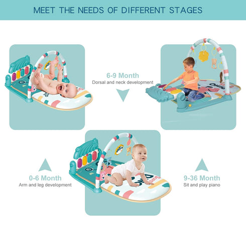 Tummy 5 0-12 dearlomum Baby Play Mat & Piano Time Gym, Infant Sensory Activity Playmat with Toys, Music & Lights