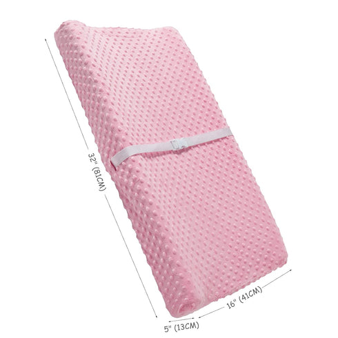 Solid Changing Table Pad Cover Cradle Sheet, Fits 32"/34''x16" Contoured Diaper Changing Pad, Ultra Soft Cozy Dots Plush Changing Table Covers, Breathable Wipeable Removable (Candy Pink)
