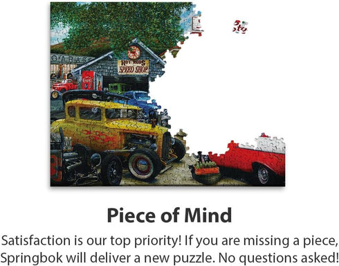 Springbok's 1000 Piece Jigsaw Puzzle, Hot Rod Cafe, Made in the USA.