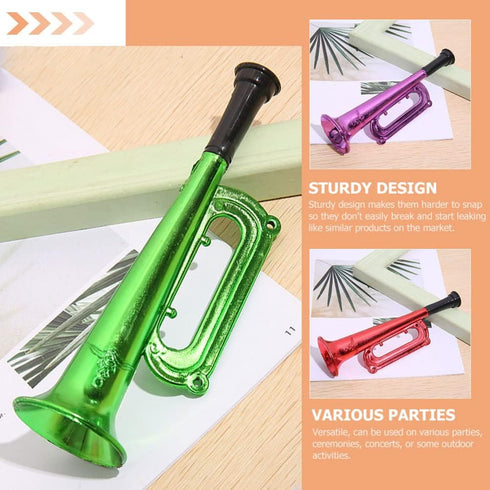 6Pcs Metallic Trumpet Toys - Kid Trumpet Instrument Plastic Blow Horn for Parties and Events - Random Color