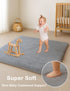 Lansber 50X 50 1.2" Thick Padded Baby Floor Play Mat Cushioned Velvet Surface Non Slip Bottom High Density Foam Safe