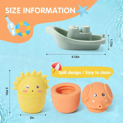 Baby Bath Toys, 11-Piece Water Table Toys with Floating Boats for Toddlers 1-3, Dishwasher Safe Infant Gifts