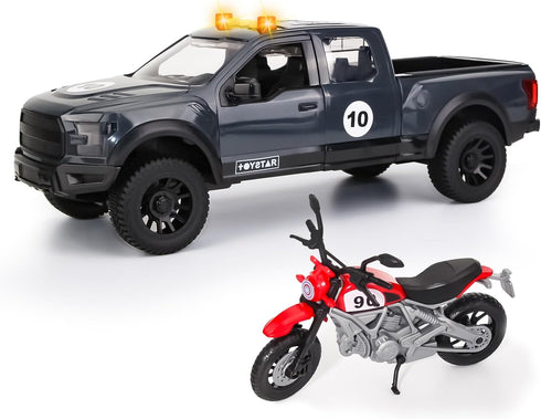 Pickup Truck Toy with Motorcycle, Featuring Lights and Sound Effects,Toy Car with
