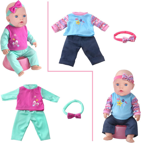 10 Sets 14-18 Inch 17 Inch 43cm UNICORN ELEMENT Baby Doll Clothes for Dolls, Baby Doll Clothes and Headbands Outfits