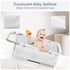 0 36 Collapsible Baby Bathtub - Large Capacity Baby Bath Tub with Thermometer & Soft Cushion | Portable Travel Newborn