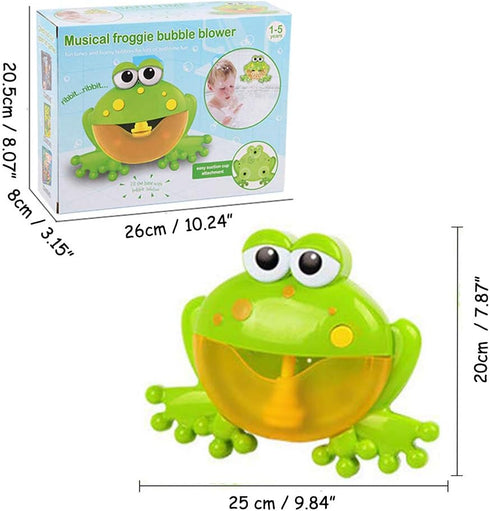 Frog Bubble Maker for Bath, Foam Blower Bubbling Machine, Musical Bathtub Toy for Kids