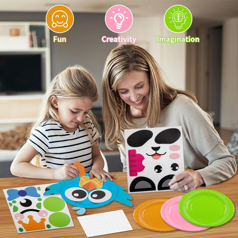 MDCGFOD 16 Pack 3 4 5 6 Arts and Crafts for Kids, Toddler Crafts Animal Paper Plate Art Kit Gift for Year Old Boys