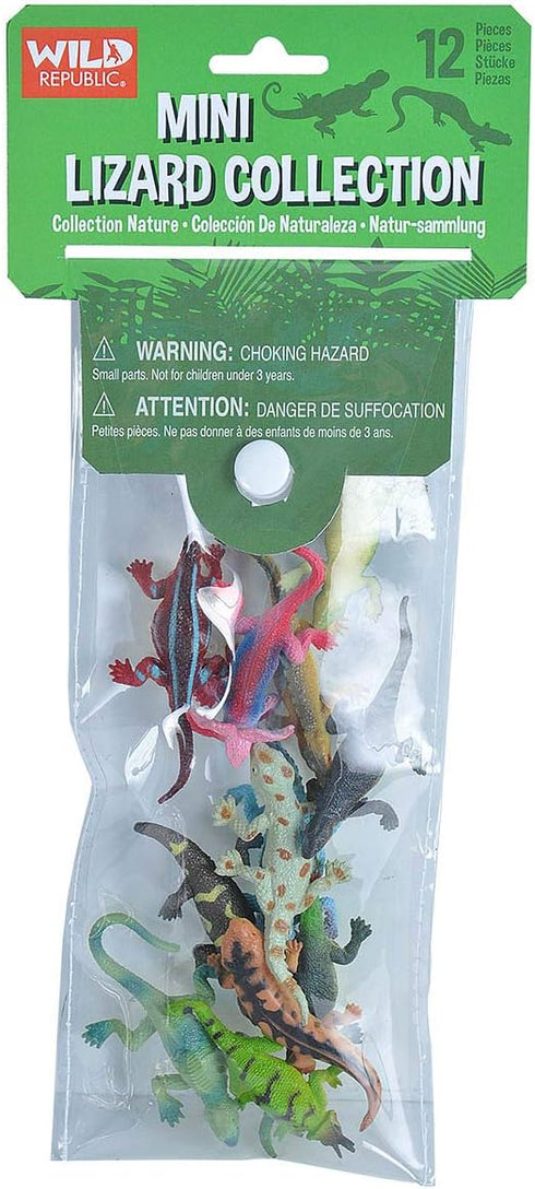 12Piece, Wild Republic Mini Lizard Polybag, Kids Gifts, Educational Toys, Reusable Bag, Medium
