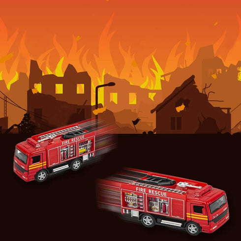 Set 2 3-5 1-3 Pullback ArtCreativity Diecast Fire Truck Toy, of Firetruck Toys Years Old, Engine Rescue Trucks, Diecast