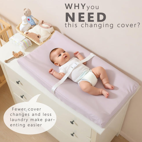 ATONGQI 32" 16". Vegan Leather Baby Changing Pad Covers for Girl, Boy, Waterproof & Wipeable Soft Diaper Changing Mat