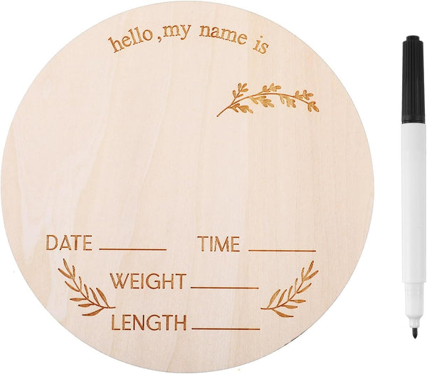 Ptwola 2 Pcs Baby Announcement Sign 5.9 Inch Birth Welcome Board Birth Announcement
