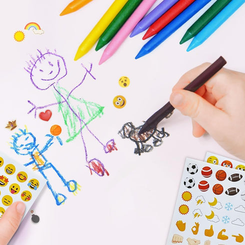 ArtCreativity Emoticon Sticker Set for Kids, 3000+ Stickers, 12 Packs with 72 Sheets, Classroom Rewards