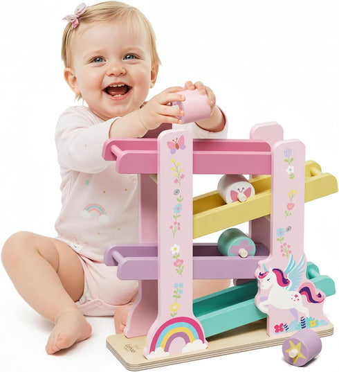 Lehoo Castle Wooden Car Ramp Toys for 1 Year Old Girl Birthday