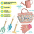 Set, Gardening Tool Kit, for Kids, STEM, Includes Tote Bag, Spade, Watering Can, Rake, Fork, Trowel and Gloves (Petal)