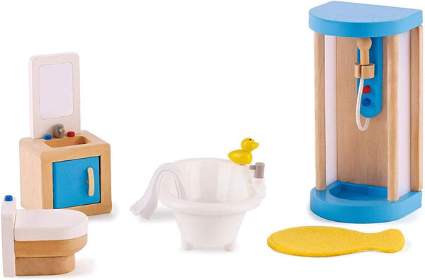 Hape Wooden Doll House Furniture Family Bathroom Set, Small, White
